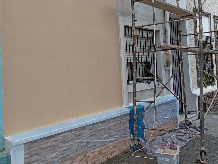 Muro con pintura en beige